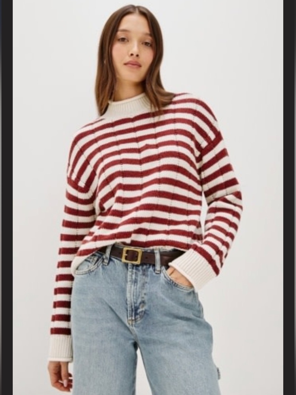 Rails Corinne Striped Crewneck Sweater in Red and Cream - Women